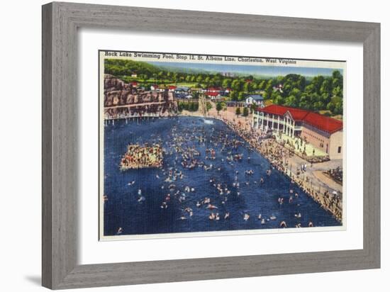 Charleston, West Virginia - Rock Lake Swimming Pool View-Lantern Press-Framed Art Print