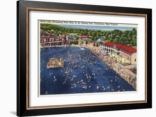 Charleston, West Virginia - Rock Lake Swimming Pool View-Lantern Press-Framed Art Print