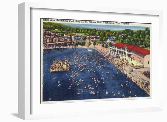 Charleston, West Virginia - Rock Lake Swimming Pool View-Lantern Press-Framed Art Print