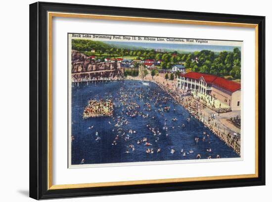 Charleston, West Virginia - Rock Lake Swimming Pool View-Lantern Press-Framed Art Print