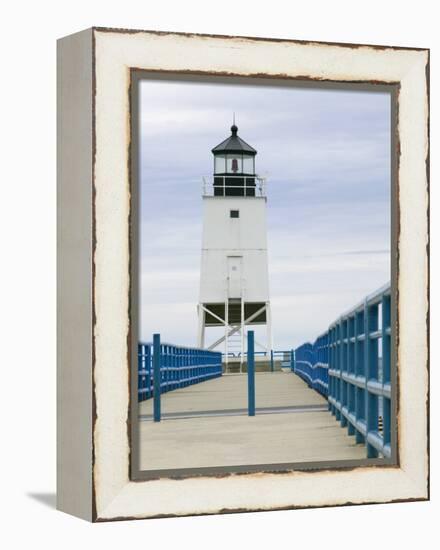 Charlevoix Lighthouse on Lake Michigan, Michigan, USA-Walter Bibikow-Framed Premier Image Canvas