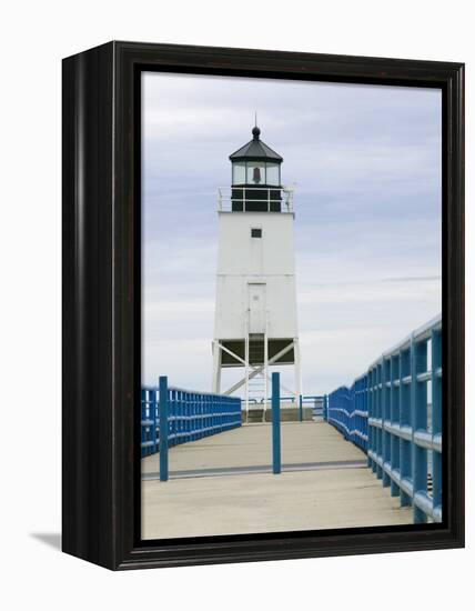 Charlevoix Lighthouse on Lake Michigan, Michigan, USA-Walter Bibikow-Framed Premier Image Canvas