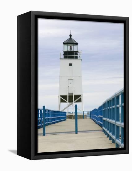 Charlevoix Lighthouse on Lake Michigan, Michigan, USA-Walter Bibikow-Framed Premier Image Canvas