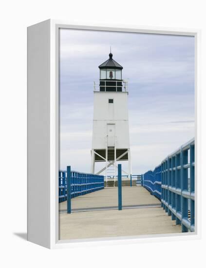 Charlevoix Lighthouse on Lake Michigan, Michigan, USA-Walter Bibikow-Framed Premier Image Canvas