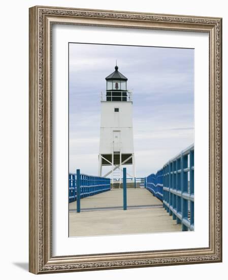 Charlevoix Lighthouse on Lake Michigan, Michigan, USA-Walter Bibikow-Framed Photographic Print