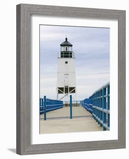 Charlevoix Lighthouse on Lake Michigan, Michigan, USA-Walter Bibikow-Framed Photographic Print