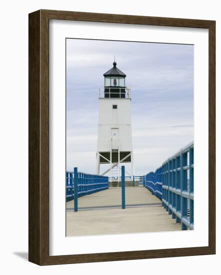 Charlevoix Lighthouse on Lake Michigan, Michigan, USA-Walter Bibikow-Framed Photographic Print