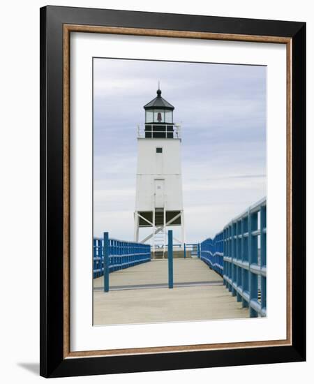 Charlevoix Lighthouse on Lake Michigan, Michigan, USA-Walter Bibikow-Framed Photographic Print