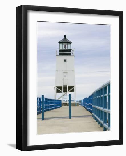 Charlevoix Lighthouse on Lake Michigan, Michigan, USA-Walter Bibikow-Framed Photographic Print