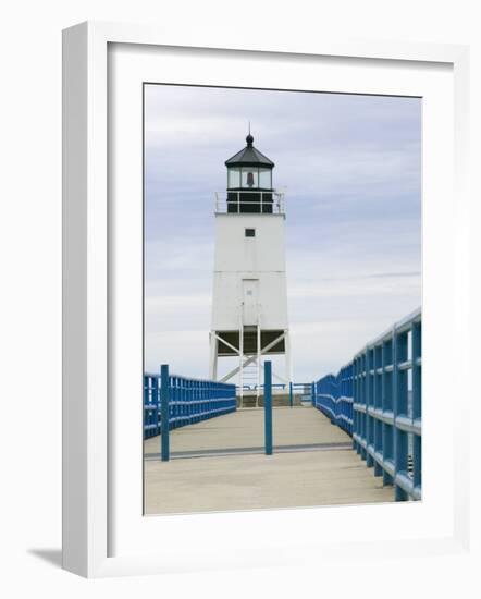 Charlevoix Lighthouse on Lake Michigan, Michigan, USA-Walter Bibikow-Framed Photographic Print