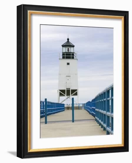 Charlevoix Lighthouse on Lake Michigan, Michigan, USA-Walter Bibikow-Framed Photographic Print