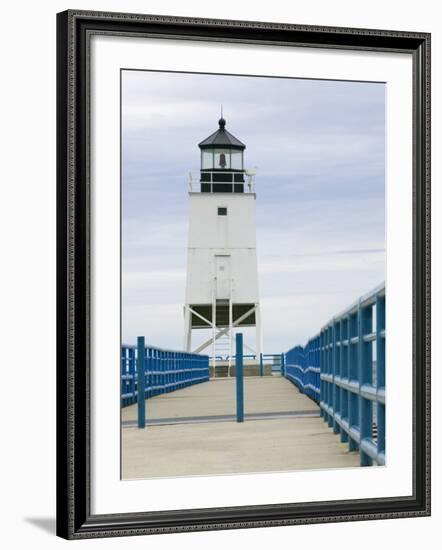 Charlevoix Lighthouse on Lake Michigan, Michigan, USA-Walter Bibikow-Framed Photographic Print