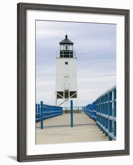 Charlevoix Lighthouse on Lake Michigan, Michigan, USA-Walter Bibikow-Framed Photographic Print