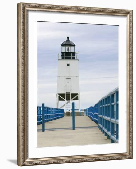 Charlevoix Lighthouse on Lake Michigan, Michigan, USA-Walter Bibikow-Framed Photographic Print