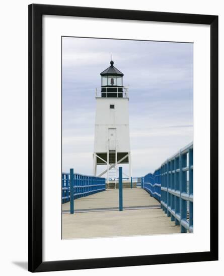 Charlevoix Lighthouse on Lake Michigan, Michigan, USA-Walter Bibikow-Framed Photographic Print