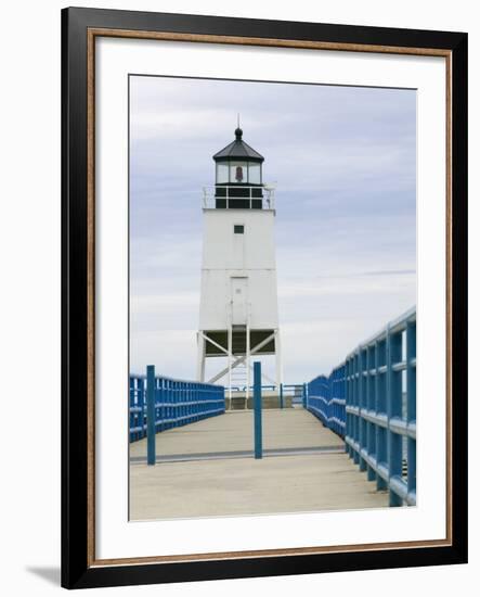 Charlevoix Lighthouse on Lake Michigan, Michigan, USA-Walter Bibikow-Framed Photographic Print