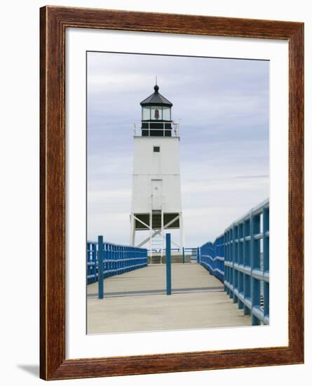 Charlevoix Lighthouse on Lake Michigan, Michigan, USA-Walter Bibikow-Framed Photographic Print