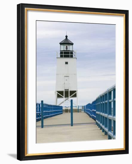 Charlevoix Lighthouse on Lake Michigan, Michigan, USA-Walter Bibikow-Framed Photographic Print