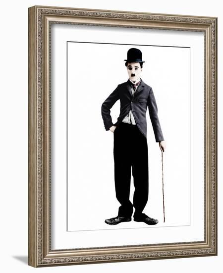 Charlie Chaplin as the 'Little Tramp' character, ca. 1925-null-Framed Photo