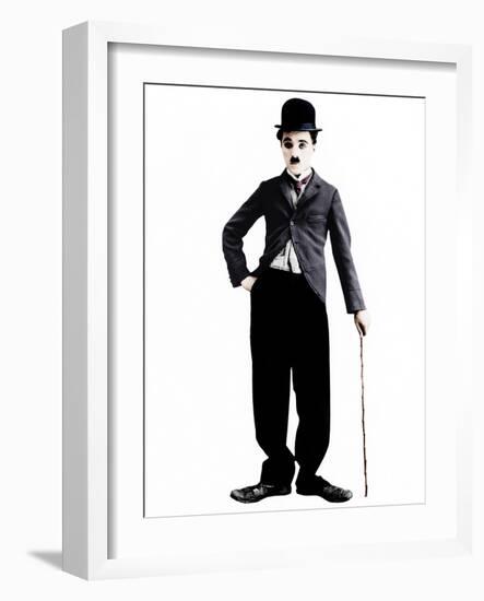 Charlie Chaplin as the 'Little Tramp' character, ca. 1925-null-Framed Photo