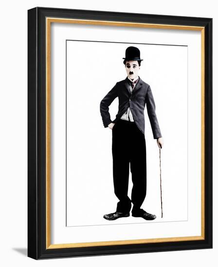 Charlie Chaplin as the 'Little Tramp' character, ca. 1925-null-Framed Photo