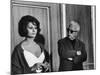 Charlie Chaplin Directing Actress Sophia Loren in Scene from Movie "A Countess from Hong Kong"-Alfred Eisenstaedt-Mounted Premium Photographic Print