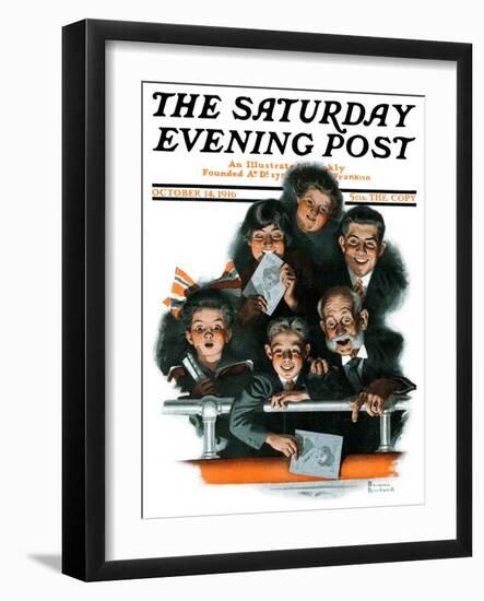 "Charlie Chaplin Fans" Saturday Evening Post Cover, October 14,1916-Norman Rockwell-Framed Giclee Print