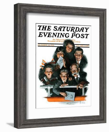 "Charlie Chaplin Fans" Saturday Evening Post Cover, October 14,1916-Norman Rockwell-Framed Giclee Print