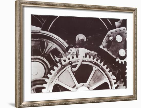 Charlie Chaplin in Modern Times-null-Framed Art Print