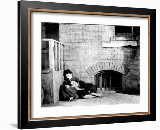 Charlie Chaplin, Paulette Goddard. "The Masses" 1936, "Modern Times" Directed by Charles Chaplin-null-Framed Photographic Print