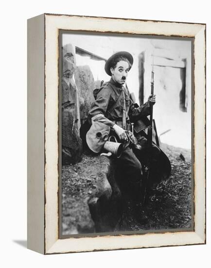 Charlie Chaplin, Shoulder Arms, 1918-null-Framed Premier Image Canvas