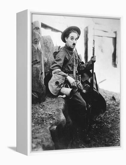 Charlie Chaplin, Shoulder Arms, 1918-null-Framed Premier Image Canvas