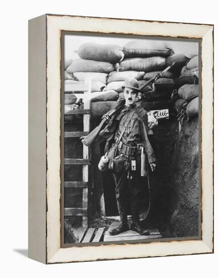 Charlie Chaplin, Shoulder Arms, 1918-null-Framed Premier Image Canvas