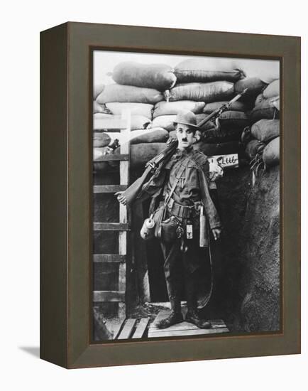 Charlie Chaplin, Shoulder Arms, 1918-null-Framed Premier Image Canvas