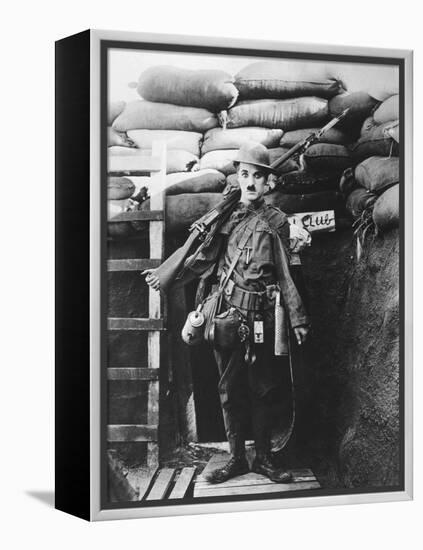 Charlie Chaplin, Shoulder Arms, 1918-null-Framed Premier Image Canvas