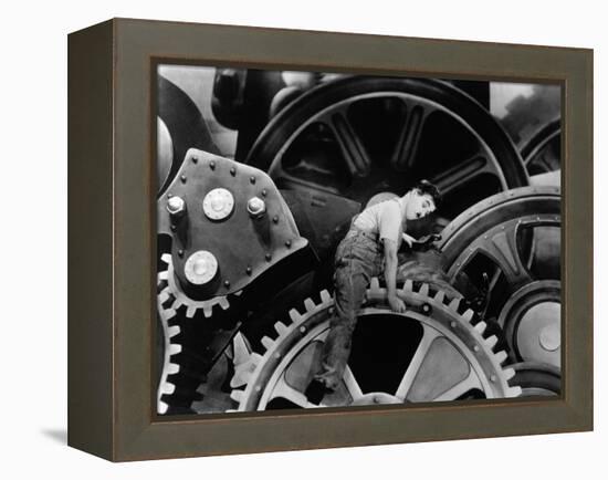 Charlie Chaplin. "The Masses" 1936, "Modern Times" Directed by Charles Chaplin-null-Framed Premier Image Canvas