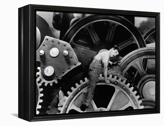 Charlie Chaplin. "The Masses" 1936, "Modern Times" Directed by Charles Chaplin-null-Framed Premier Image Canvas