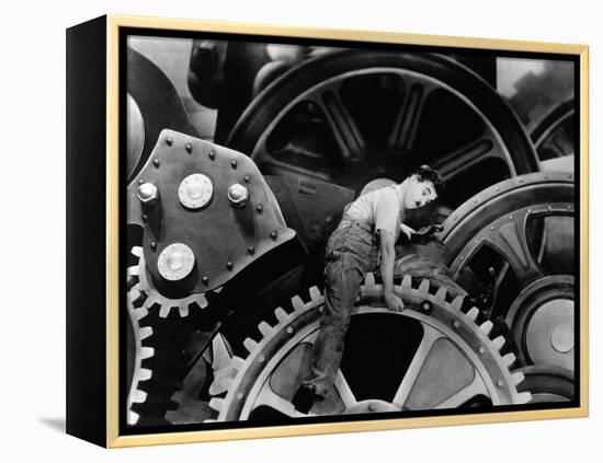 Charlie Chaplin. "The Masses" 1936, "Modern Times" Directed by Charles Chaplin-null-Framed Premier Image Canvas