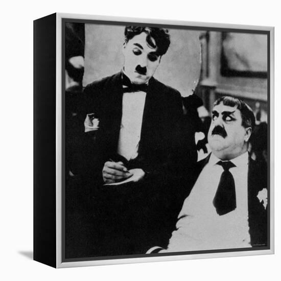 Charlie Chaplin with Eric Campbell in The Rink-null-Framed Premier Image Canvas