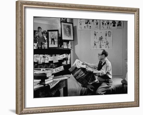 Charlie Goldman in His Room Reading the Newspaper-null-Framed Photographic Print