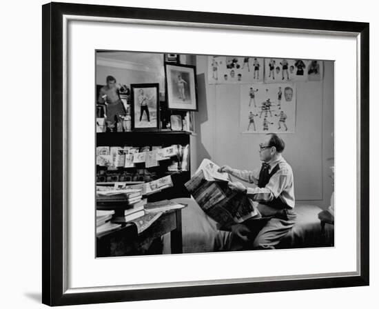 Charlie Goldman in His Room Reading the Newspaper-null-Framed Photographic Print