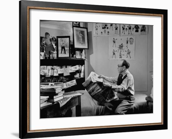 Charlie Goldman in His Room Reading the Newspaper-null-Framed Photographic Print