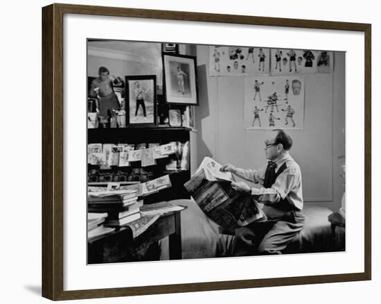 Charlie Goldman in His Room Reading the Newspaper-null-Framed Photographic Print