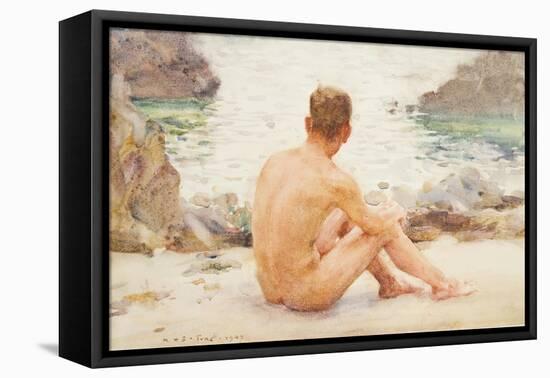 Charlie Seated on the Sand, 1907-Henry Scott Tuke-Framed Premier Image Canvas