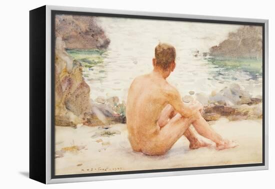 Charlie Seated on the Sand, 1907-Henry Scott Tuke-Framed Premier Image Canvas