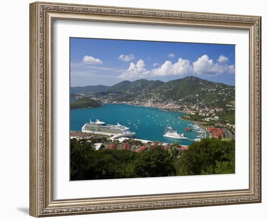 Charlotte Amalie and Cruise Ship Dock of Havensight, St. Thomas, U.S. Virgin Islands, West Indies-Gavin Hellier-Framed Photographic Print