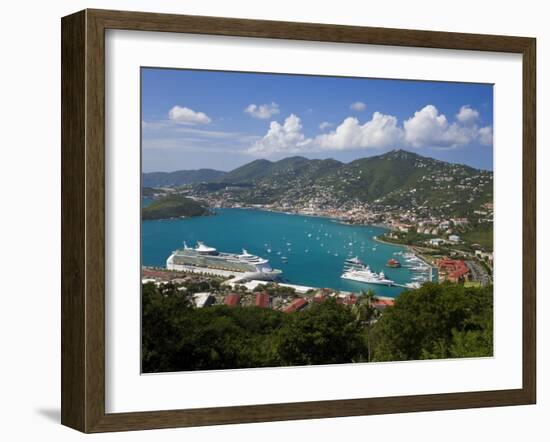 Charlotte Amalie and Cruise Ship Dock of Havensight, St. Thomas, U.S. Virgin Islands, West Indies-Gavin Hellier-Framed Photographic Print