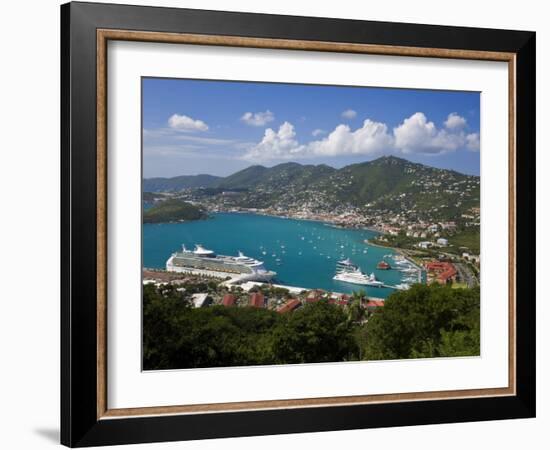 Charlotte Amalie and Cruise Ship Dock of Havensight, St. Thomas, U.S. Virgin Islands, West Indies-Gavin Hellier-Framed Photographic Print