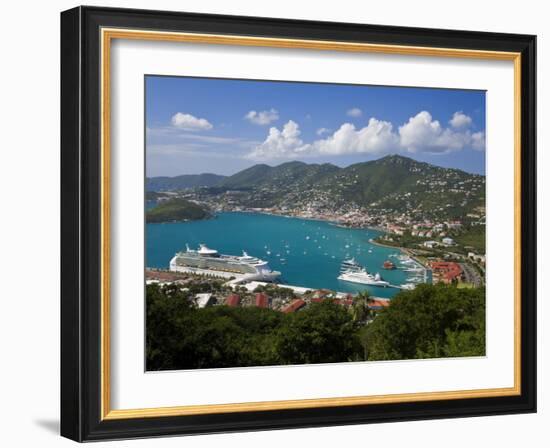 Charlotte Amalie and Cruise Ship Dock of Havensight, St. Thomas, U.S. Virgin Islands, West Indies-Gavin Hellier-Framed Photographic Print