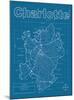 Charlotte Artistic Blueprint Map-Christopher Estes-Mounted Art Print